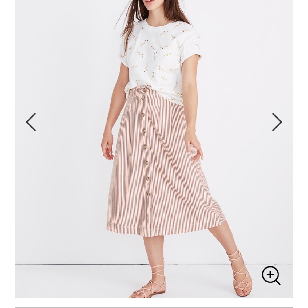 Madewell Patio Button-Front Midi Skirt